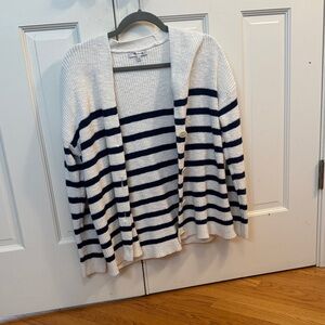 Madewell Navy and Cream Striped Cardigan